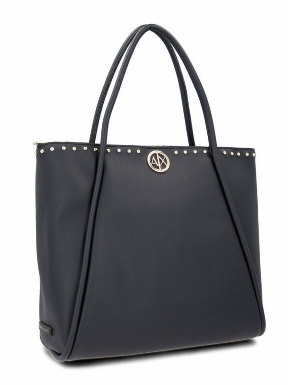 A|X Armani Exchange Black Studded Tote Bag Zip Top Large Shoulder Bag